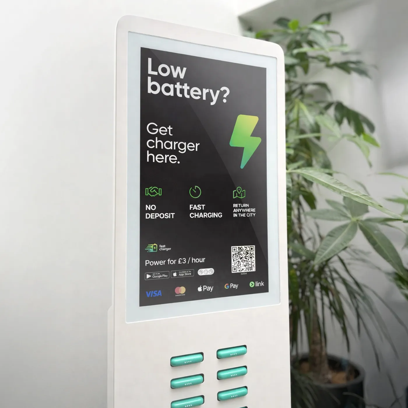 FastCharger station, which rents power banks - helping to keep your device powered and you connected.