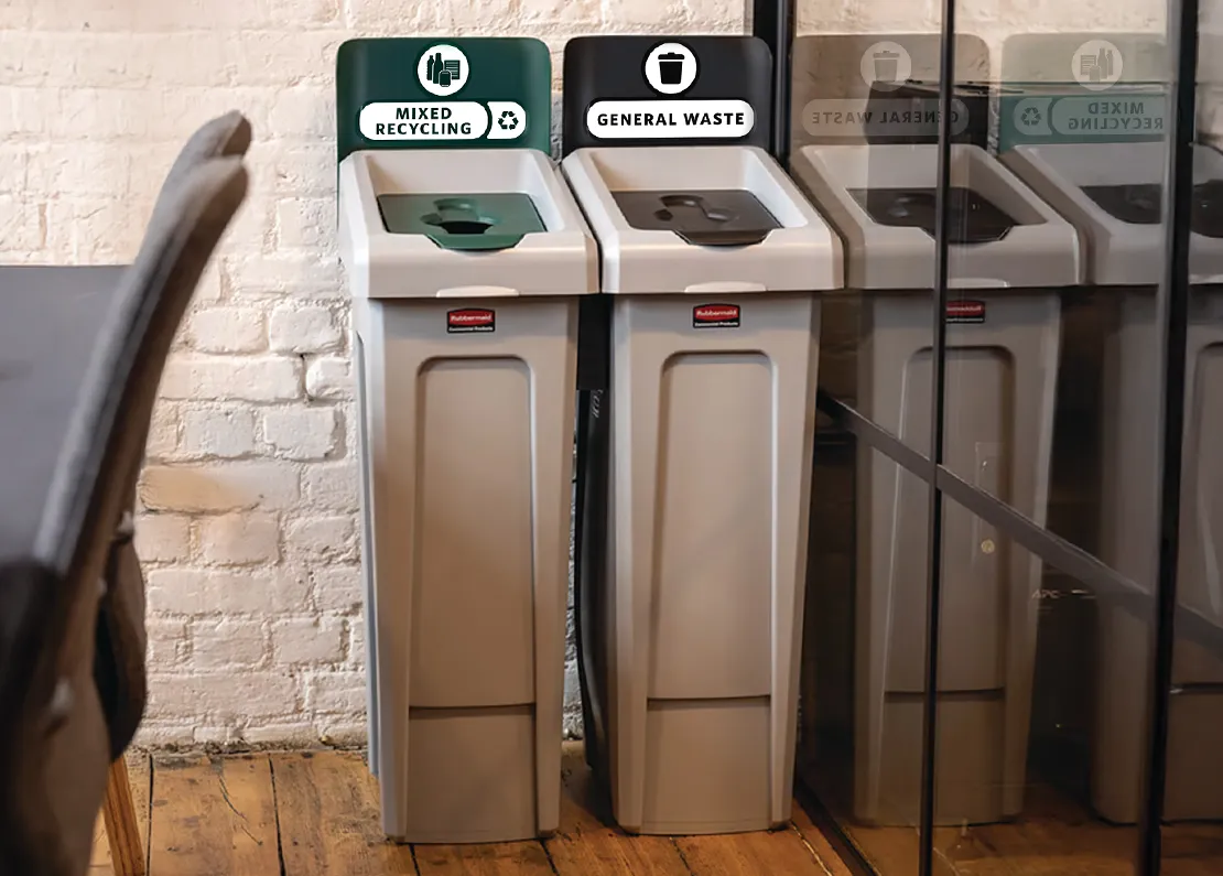 Rubbermaid Slim Jim 2 - Stream Recycling Station Bundle – General Waste & Mixed Recycling - Image 3